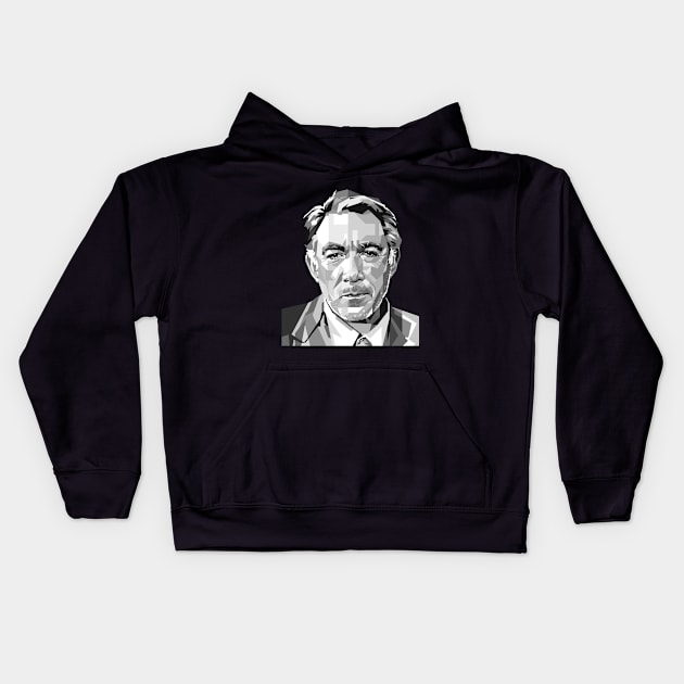 Anthony Quinn Portrait illustration in Grayscale Kids Hoodie by RJWLTG